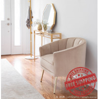 Lumisource CHR-TANIA AU+CHMP Tania Contemporary/Glam Accent Chair in Gold Metal and Champagne Velvet